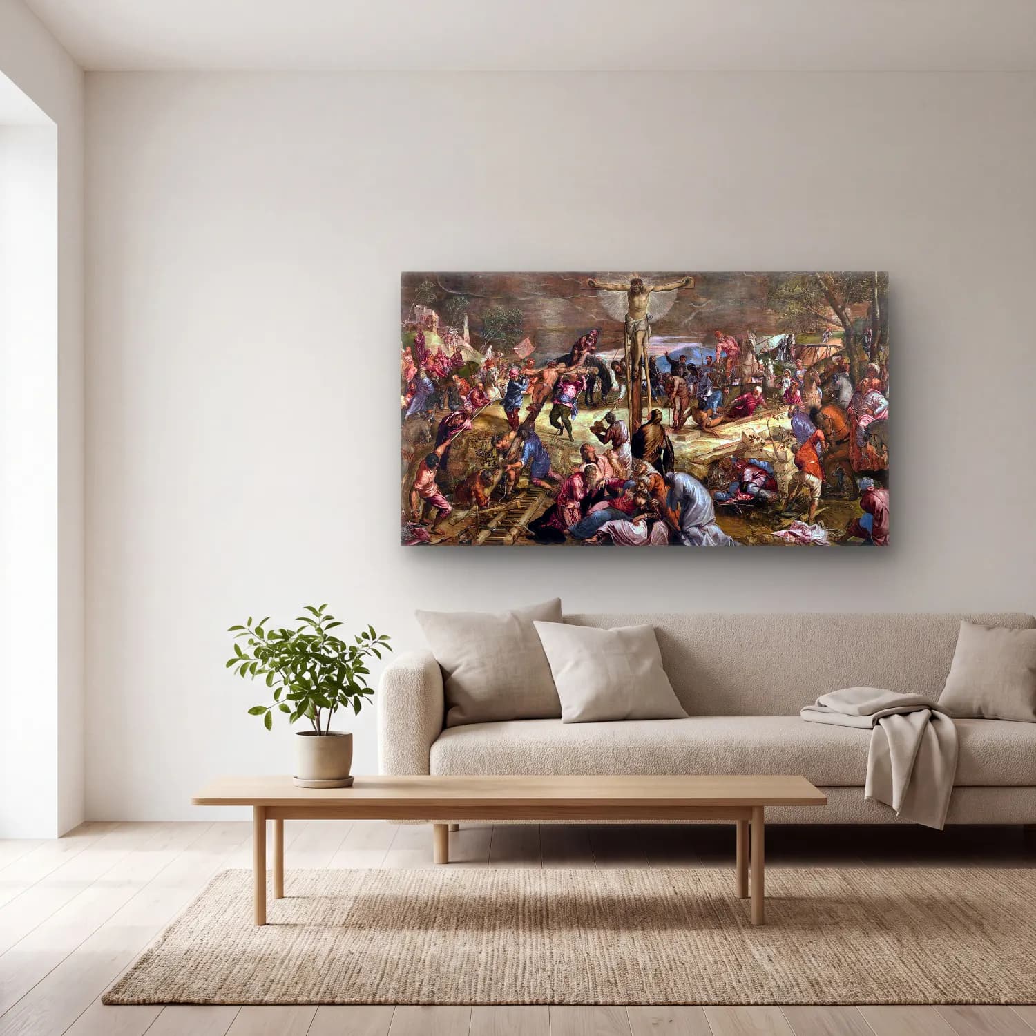Jacopo Tintoretto – Crucifiction cam tablo — açık renk salonda