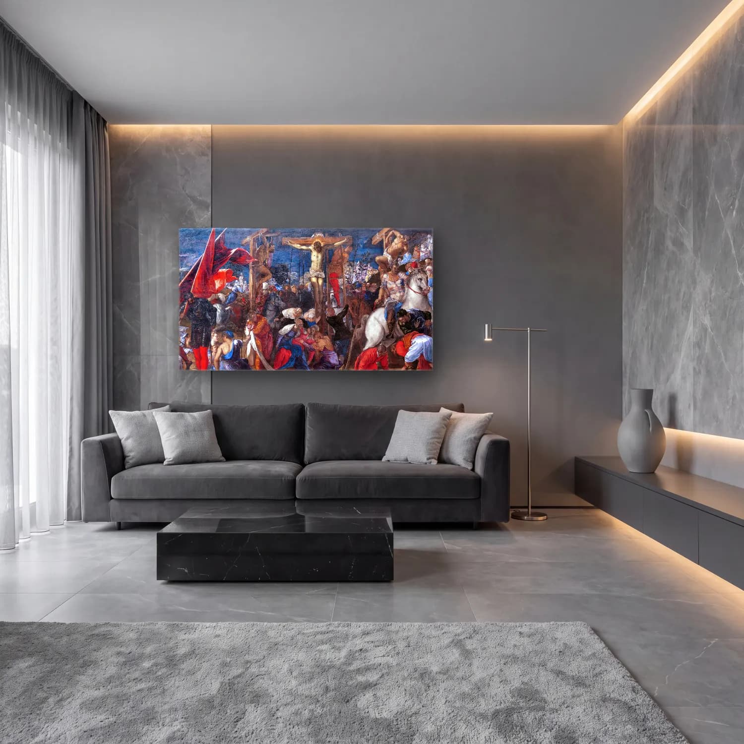 Jacopo Tintoretto – Crucifixion (oil on canvas) cam tablo — lüks salon duvarında