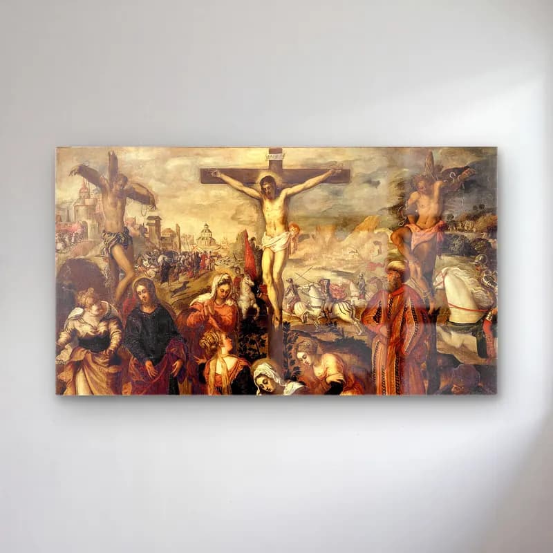 Jacopo Tintoretto – Crucifixion cam tablo — Jacopo Tintoretto – Crucifixion — yağlı boya dini sahne