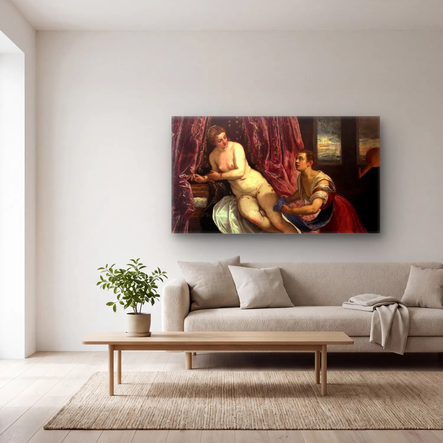 Jacopo Tintoretto – Danae cam tablo — açık renk salonda