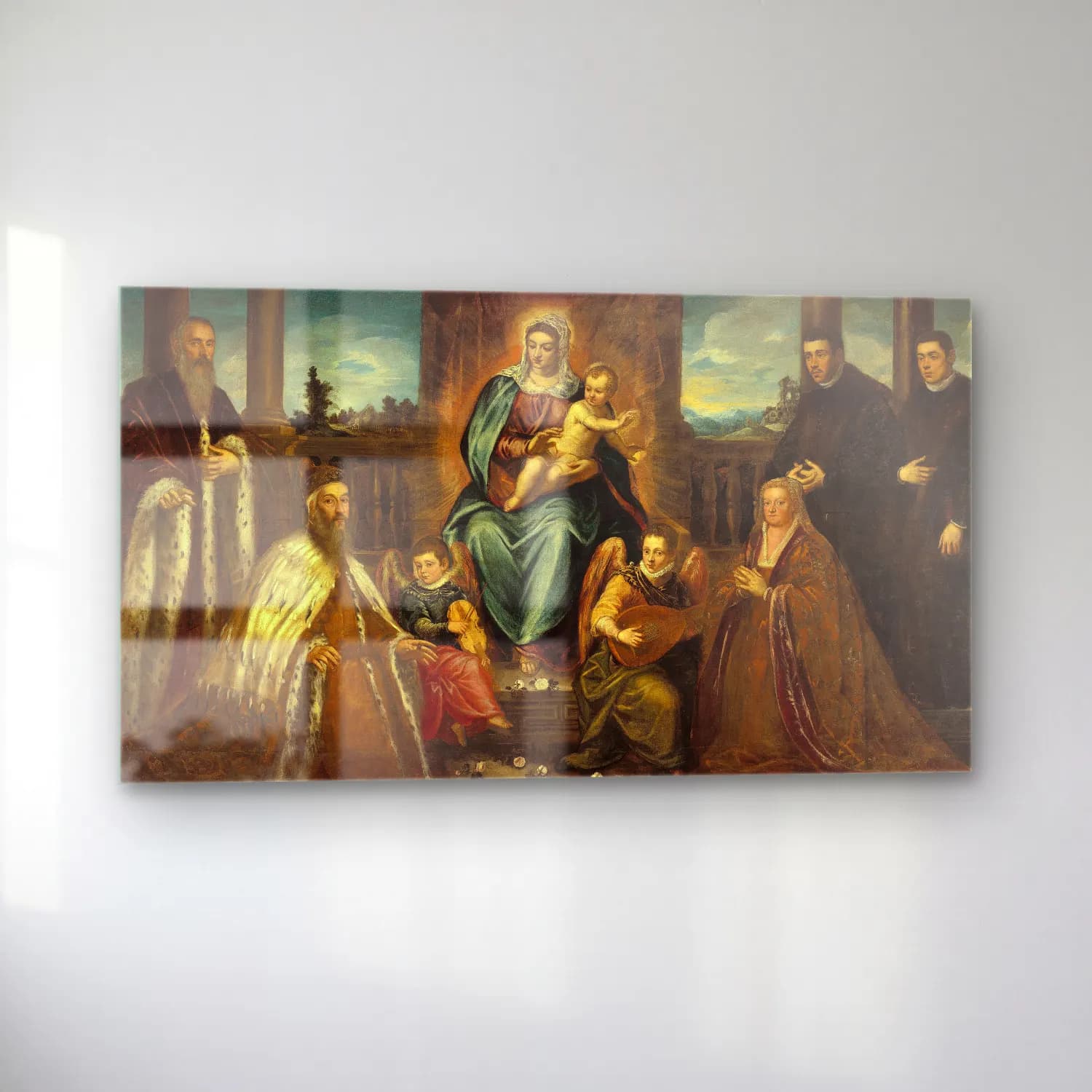 Jacopo Tintoretto – Doge Alvise Mocenigo and Family before the Madonna and Child cam tablo — sol açıdan görünüm