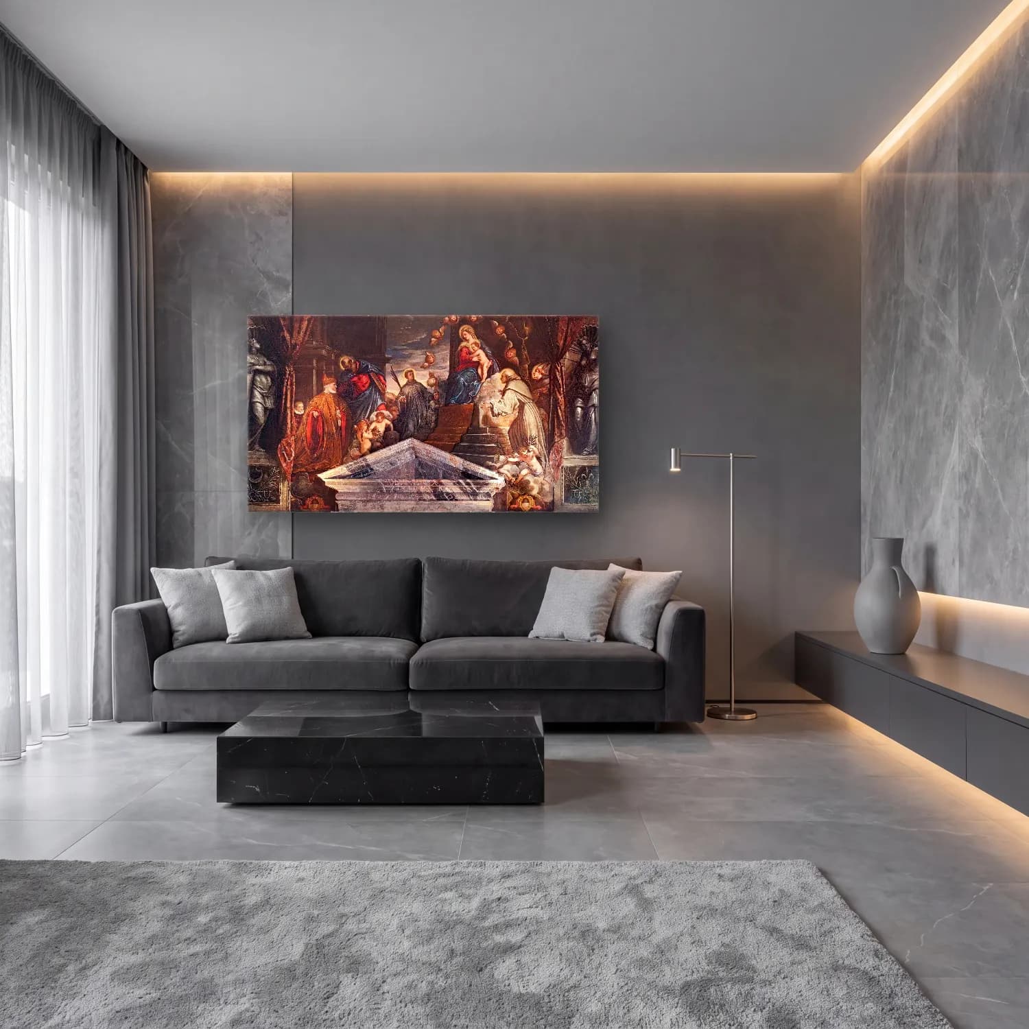 Jacopo Tintoretto – Doge Andrea Gritti assisted cam tablo — lüks salon duvarında