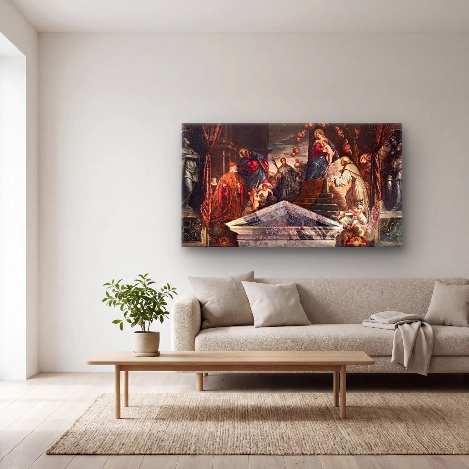 Jacopo Tintoretto – Doge Andrea Gritti assisted cam tablo — açık renk salonda
