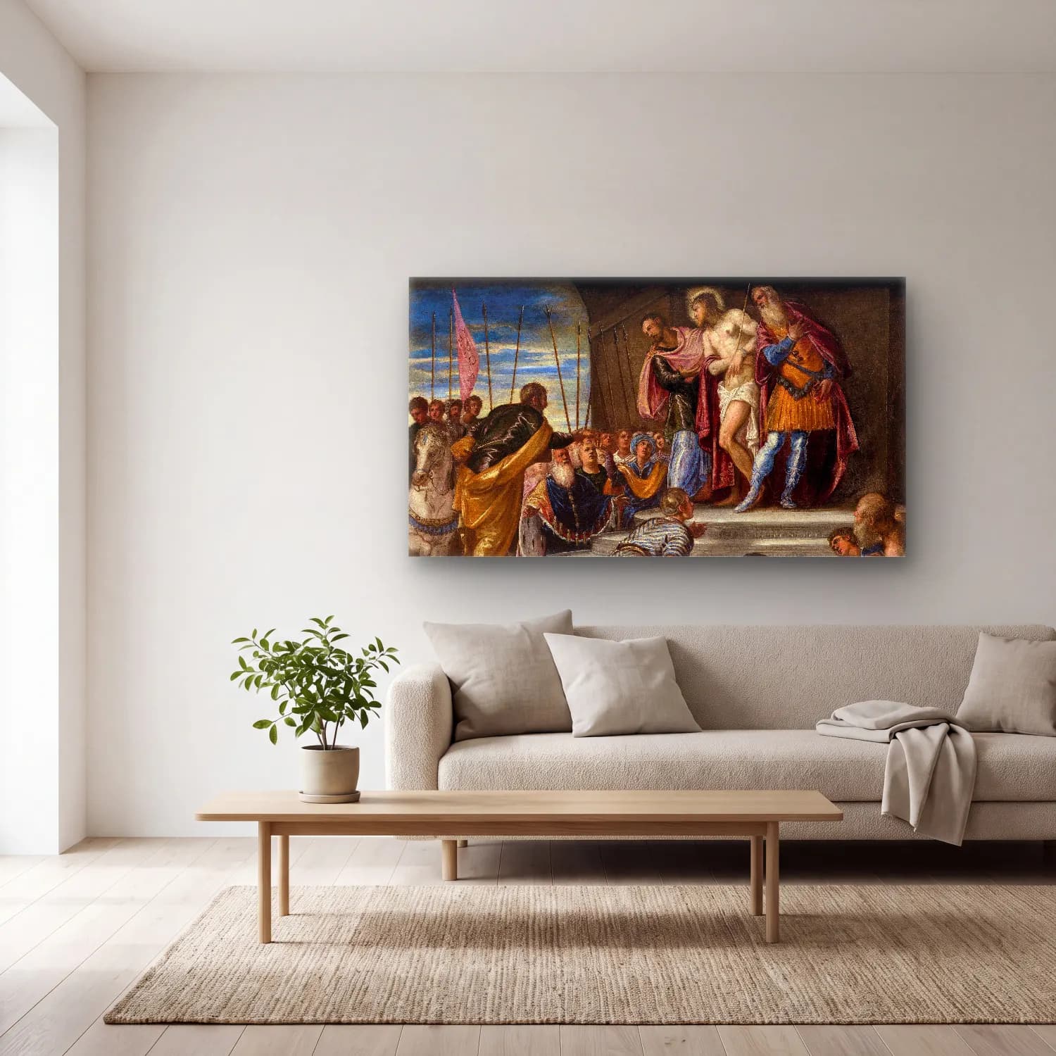 Jacopo Tintoretto – Ecce Homo cam tablo — açık renk salonda