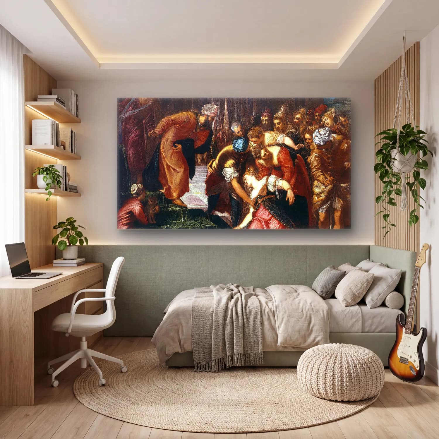 Jacopo Tintoretto – Esther before Ahasuerus cam tablo — genç odasında