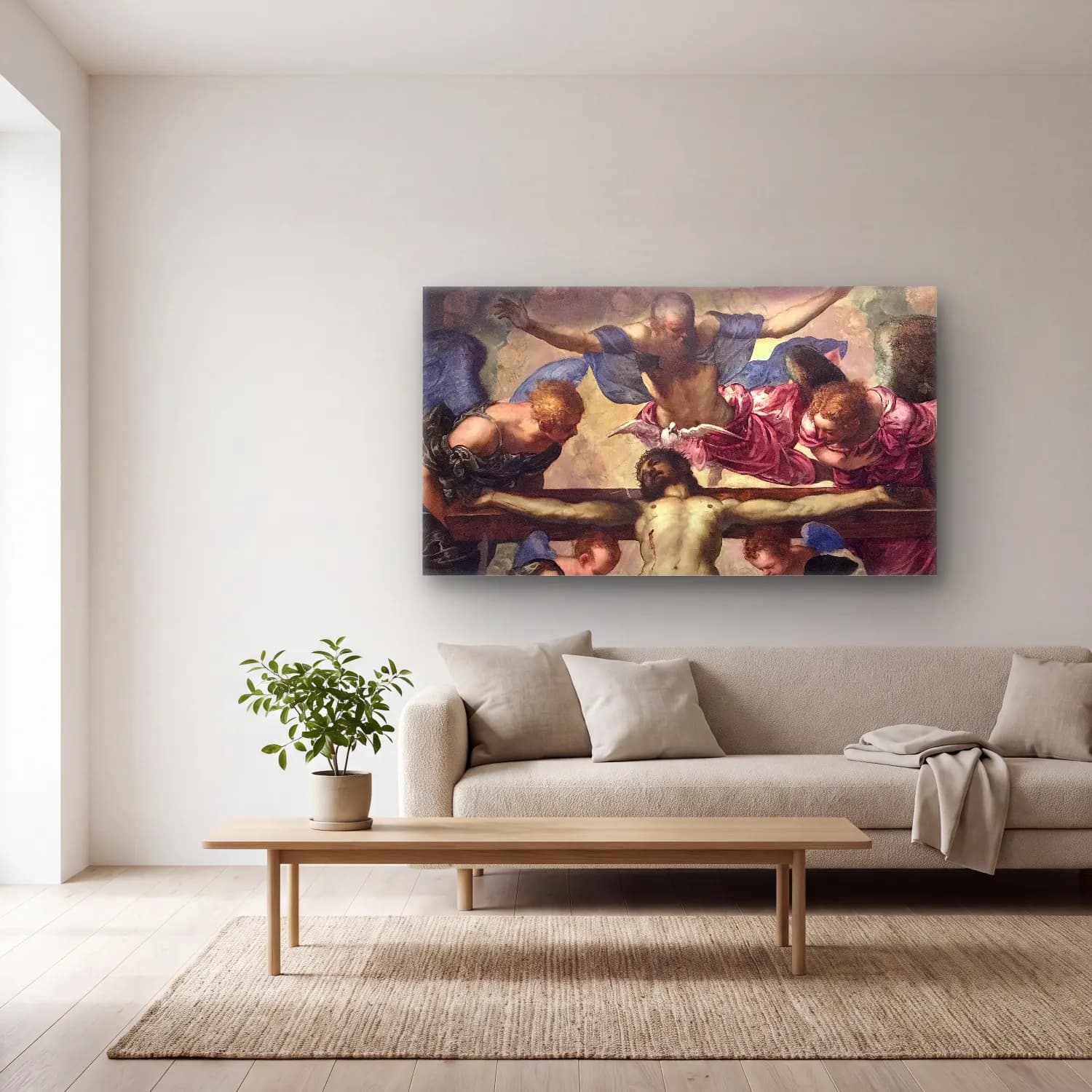 Jacopo Tintoretto – Holy Trinity cam tablo — açık renk salonda