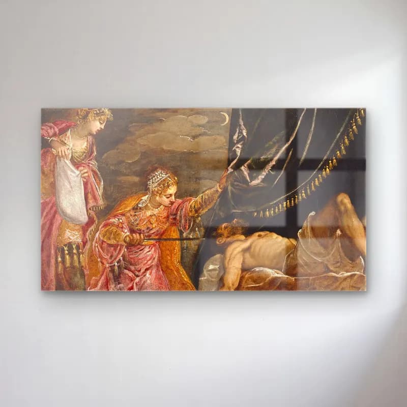 Jacopo Tintoretto – Judith and Holofernes cam tablo — Jacopo Tintoretto – Judith and Holofernes — yağlı boya mitolojik sahne