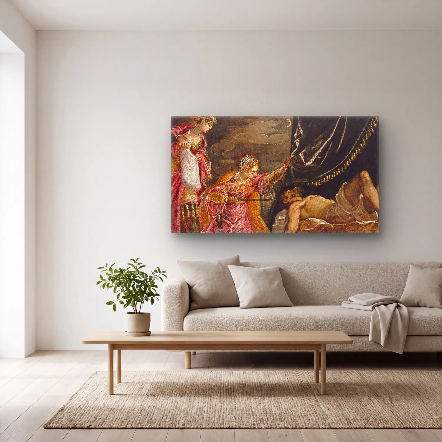Jacopo Tintoretto – Judith and Holofernes cam tablo — açık renk salonda