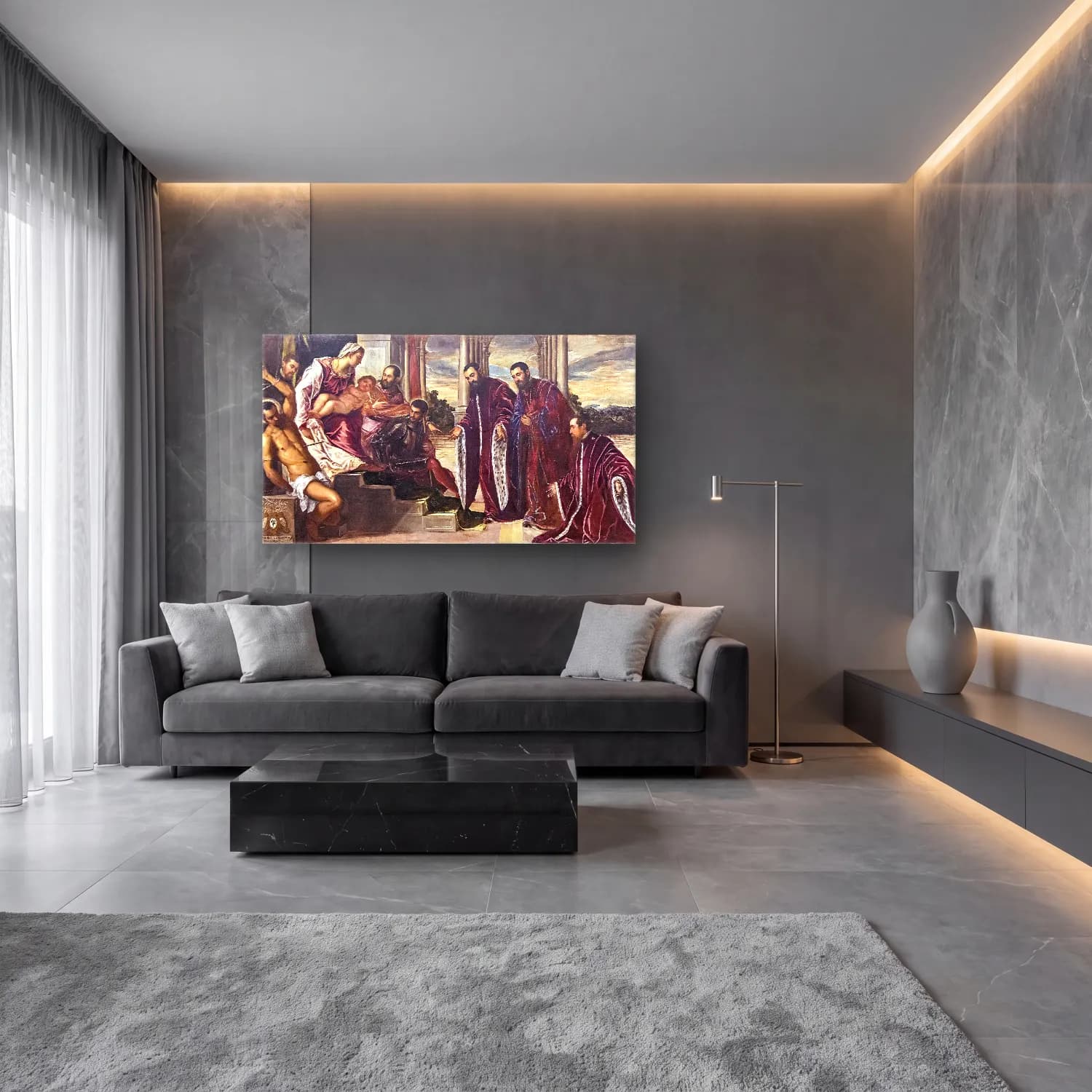 Jacopo Tintoretto – Madonna dei Tesorieri cam tablo — lüks salon duvarında