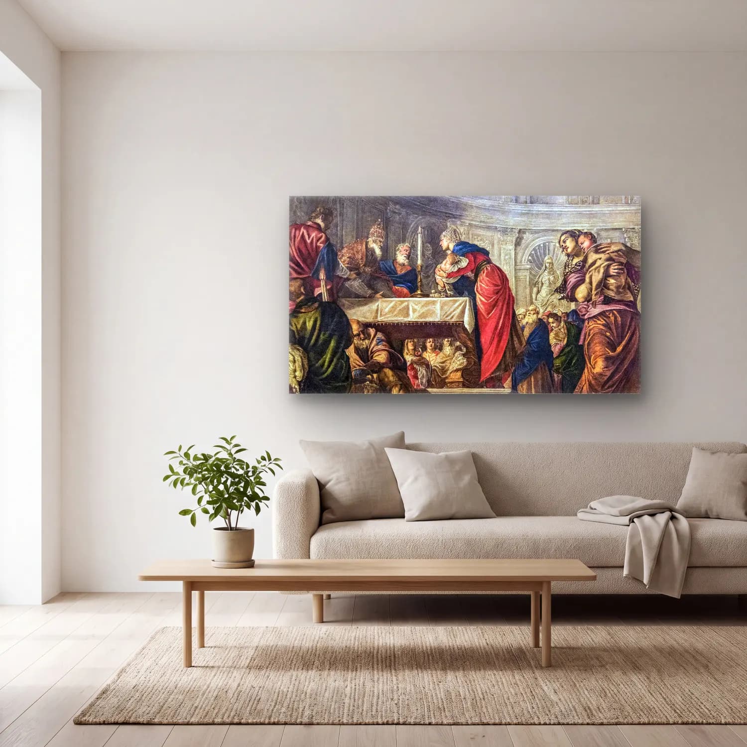 Jacopo Tintoretto – Presentation of Jesus Christ at the Temple cam tablo — açık renk salonda