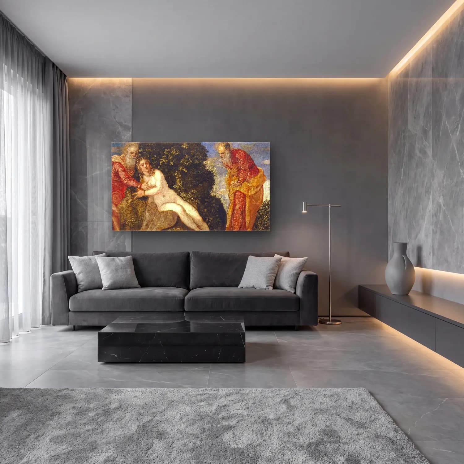 Jacopo Tintoretto – Susana y los viejos cam tablo — lüks salon duvarında
