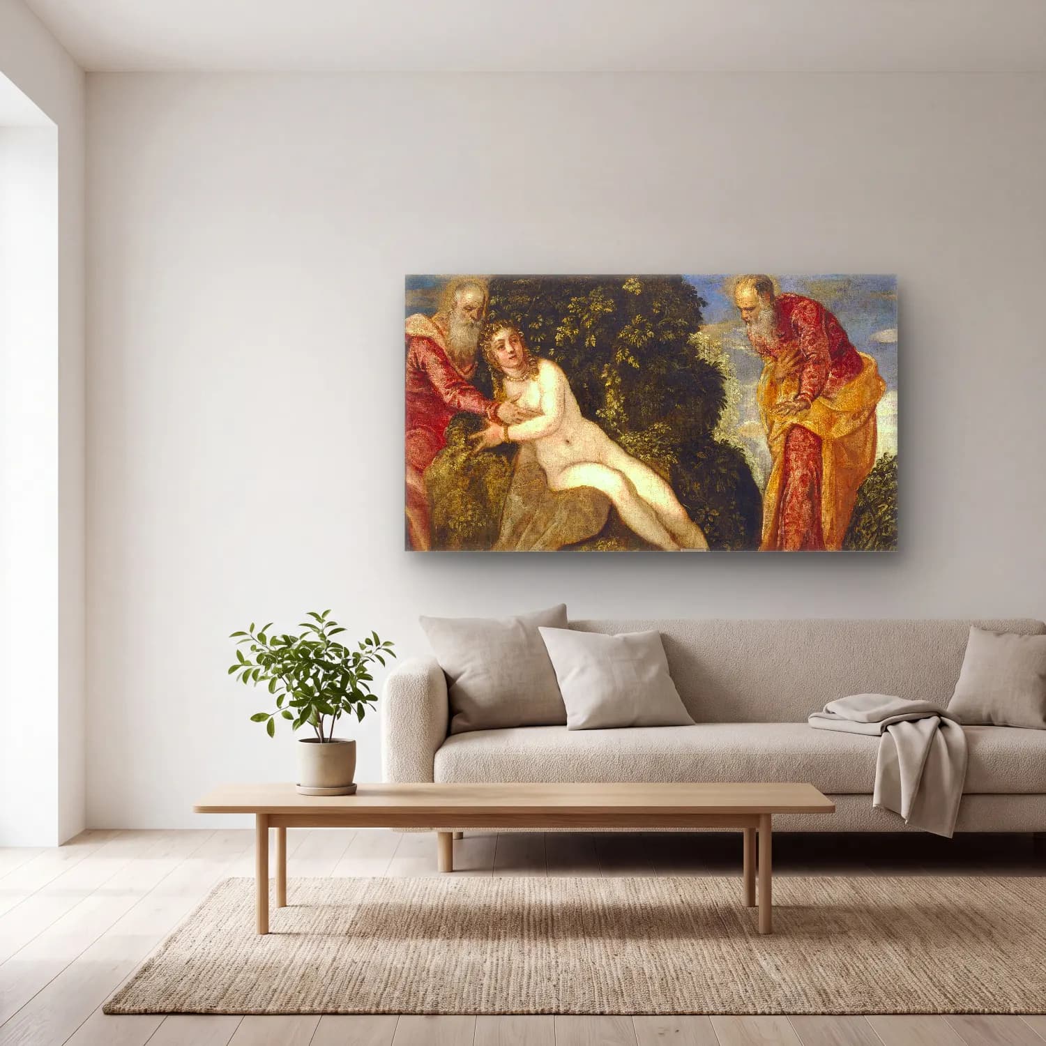 Jacopo Tintoretto – Susana y los viejos cam tablo — açık renk salonda