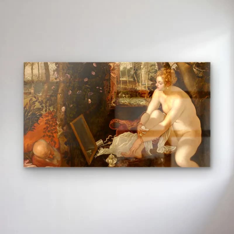 Jacopo Tintoretto – Susanna and the Elders cam tablo — Jacopo Tintoretto – Susanna and the Elders — yağlı boya mitolojik sahne