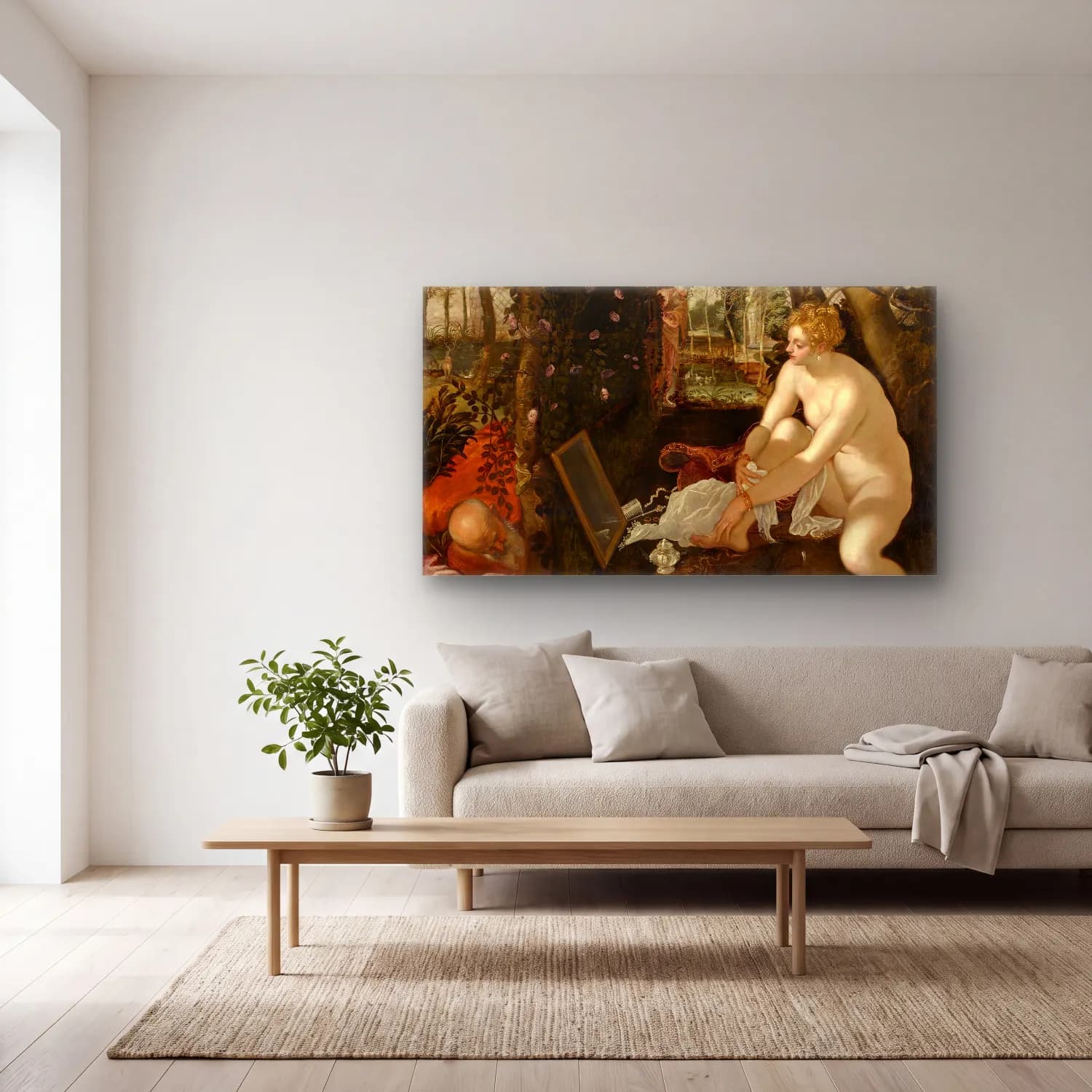 Jacopo Tintoretto – Susanna and the Elders cam tablo — açık renk salonda