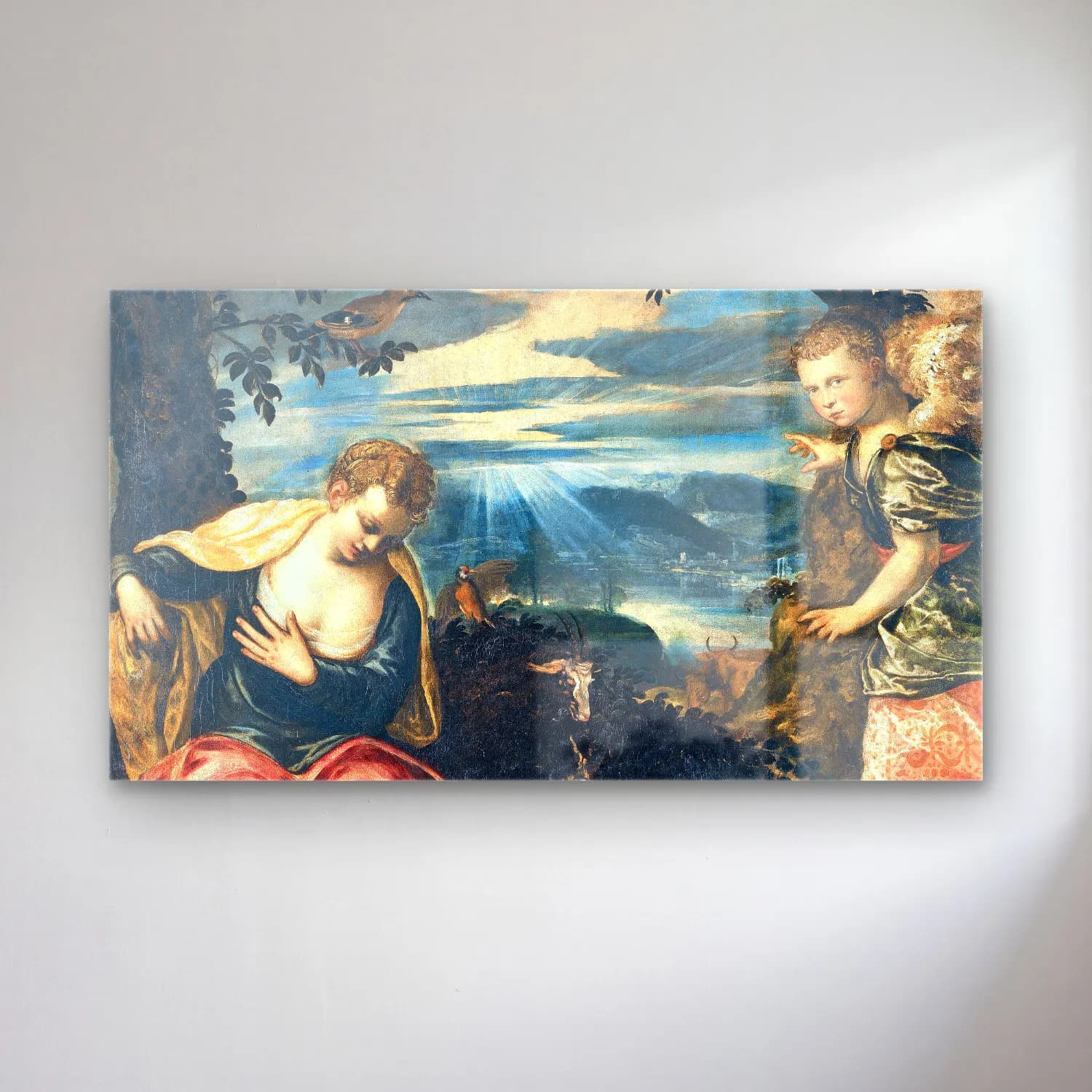 Jacopo Tintoretto – The Annunciation to Manoah s Wife cam tablo — Jacopo Tintoretto – The Annunciation to Manoah s Wife — yağlı boya dini sahne