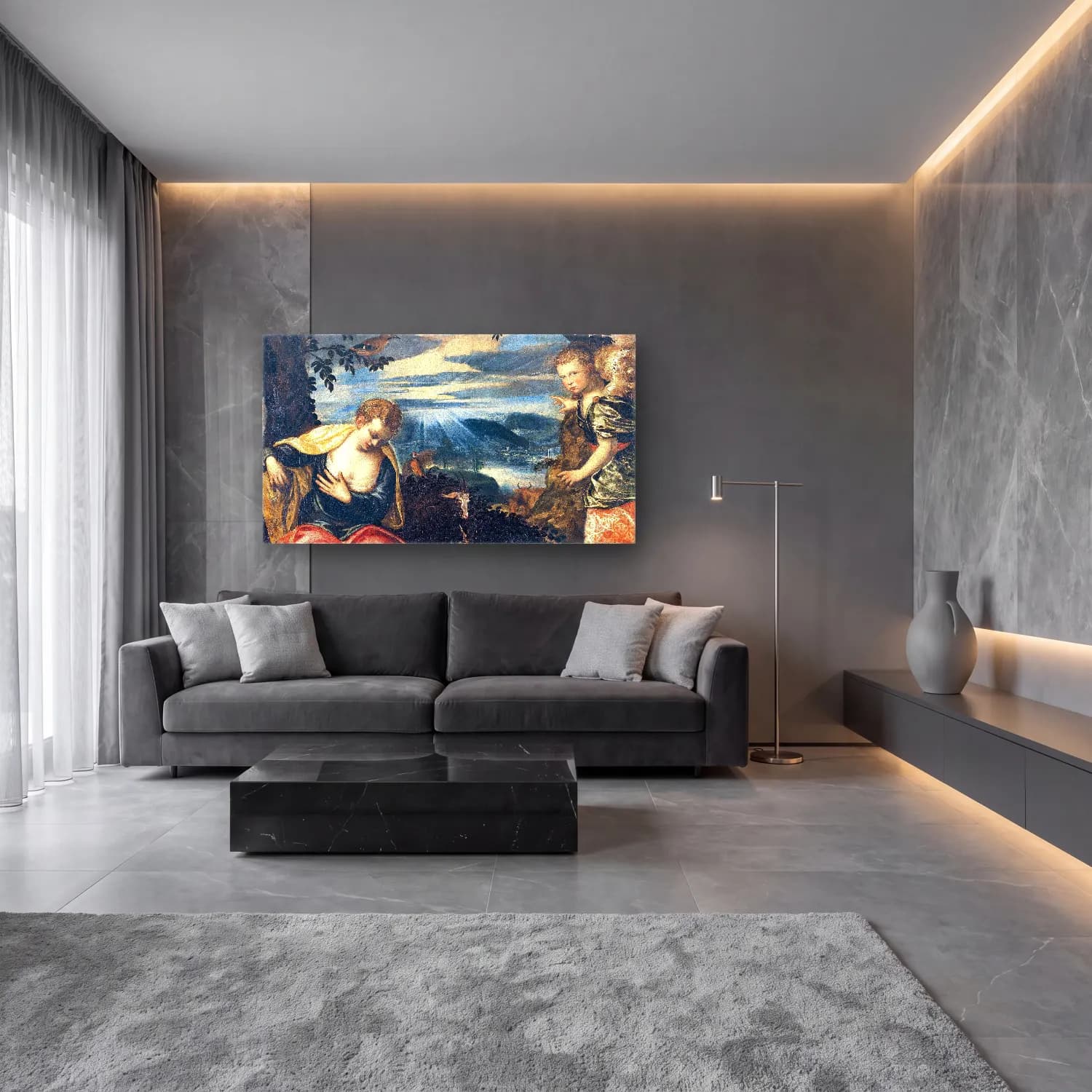 Jacopo Tintoretto – The Annunciation to Manoah s Wife cam tablo — lüks salon duvarında