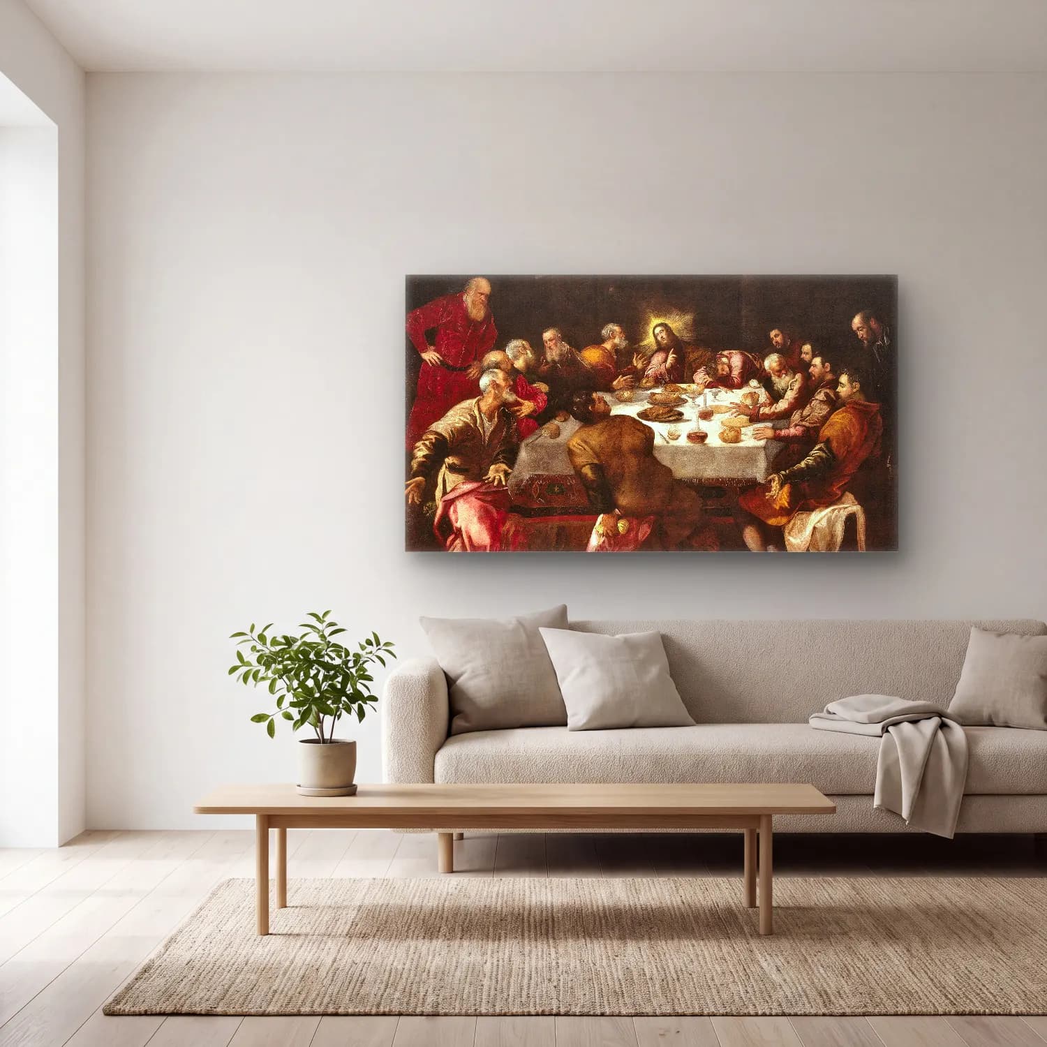Jacopo Tintoretto – The Last Supper cam tablo — açık renk salonda