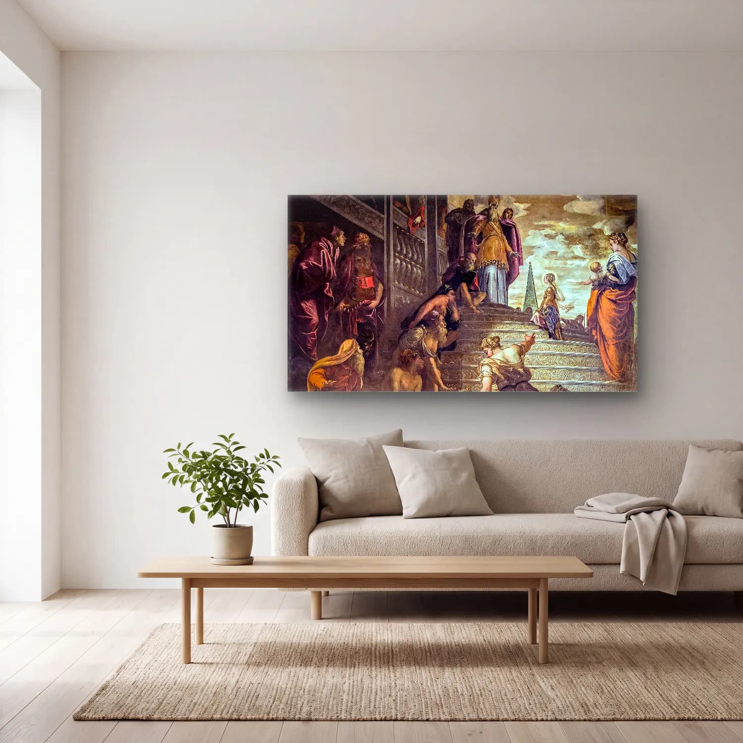 Jacopo Tintoretto – The Presentation of the Virgin cam tablo — açık renk salonda