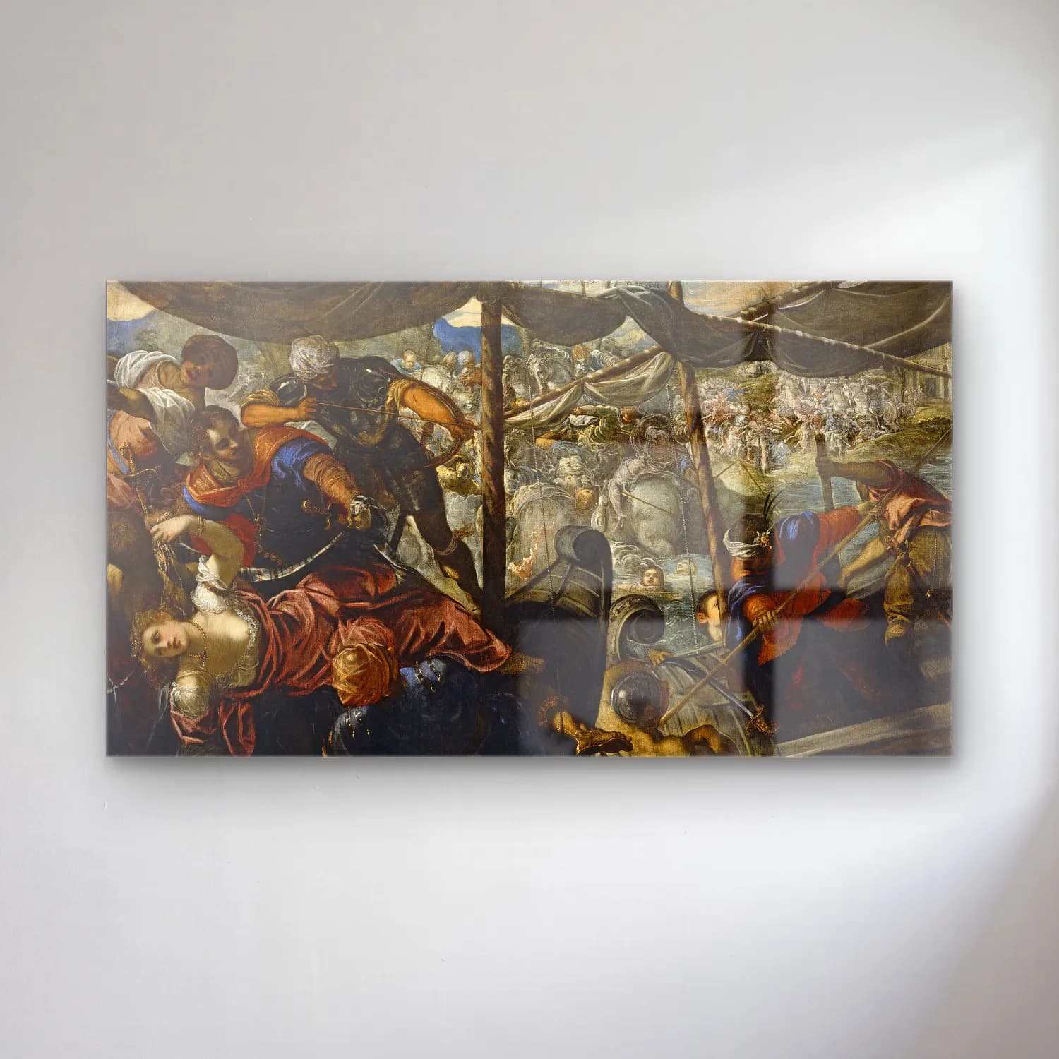 Jacopo Tintoretto – The Rape of Helen cam tablo — Jacopo Tintoretto – The Rape of Helen — yağlı boya savaş sahnesi