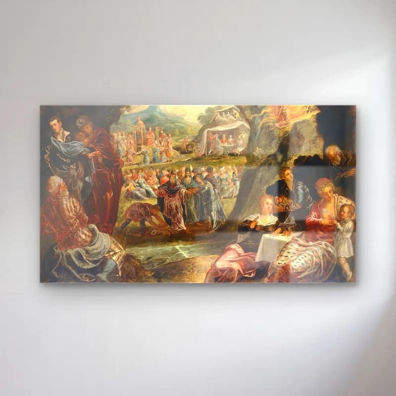 Jacopo Tintoretto – The Worship of the Golden Calf cam tablo — Jacopo Tintoretto – The Worship of the Golden Calf — yağlı boya dini sahne