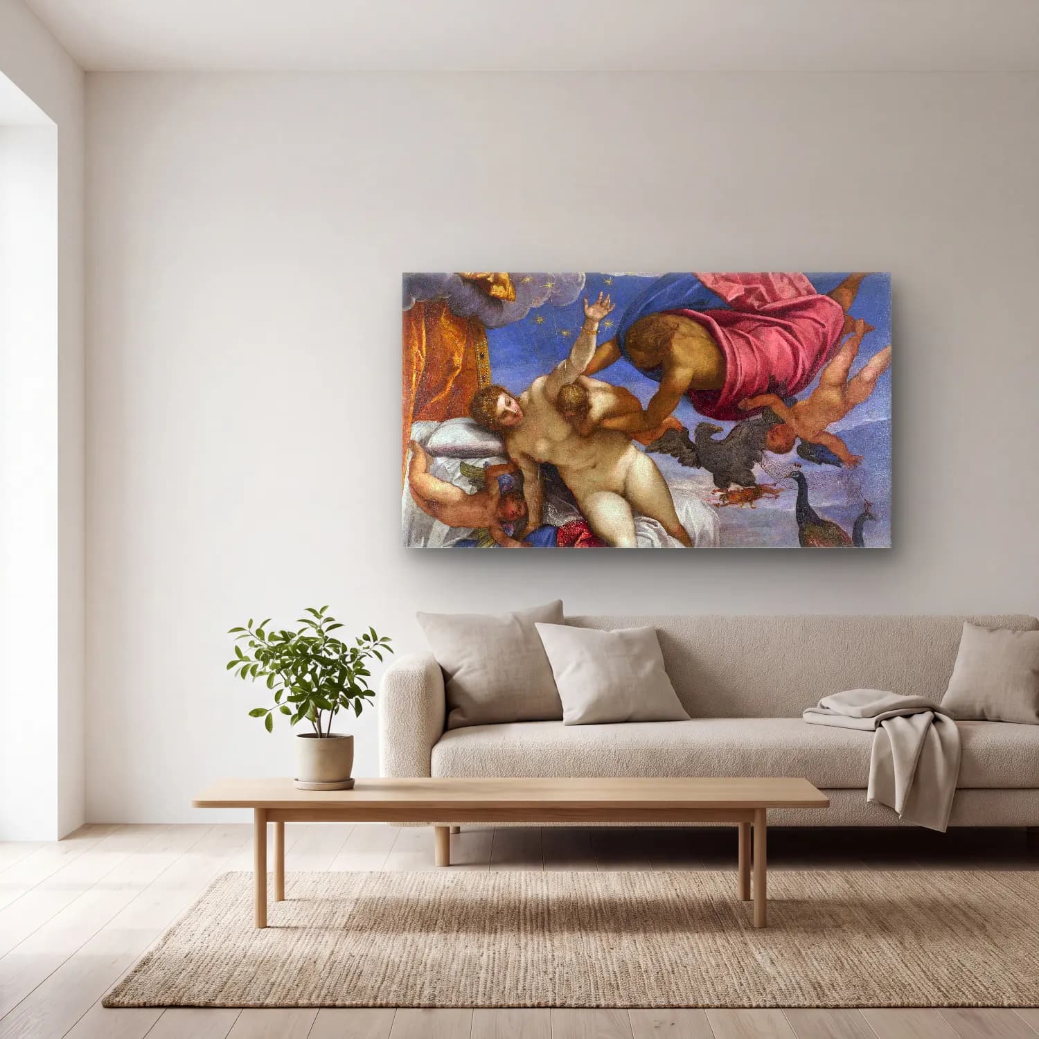 Jacopo Tintoretto – The origin of the Milky Way cam tablo — açık renk salonda
