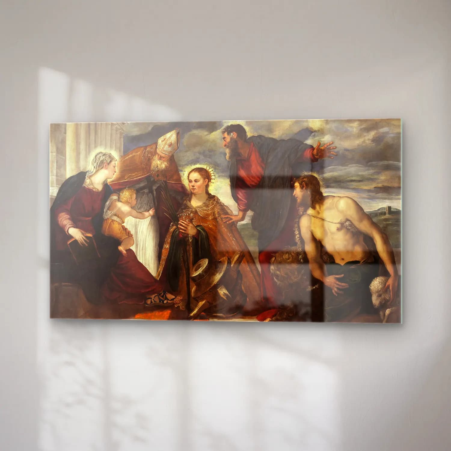 Jacopo Tintoretto – Virgin and Child, with Saint Catherine, Saint Augustin,… cam tablo — sağ açıdan görünüm