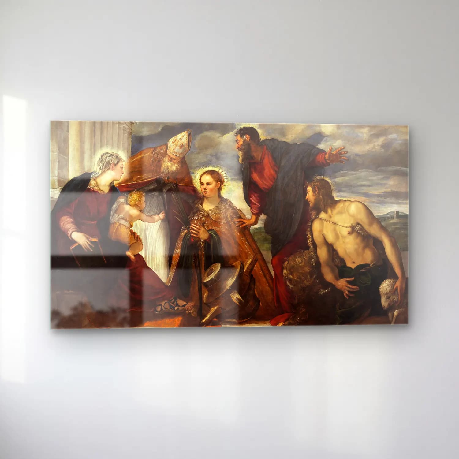 Jacopo Tintoretto – Virgin and Child, with Saint Catherine, Saint Augustin,… cam tablo — sol açıdan görünüm