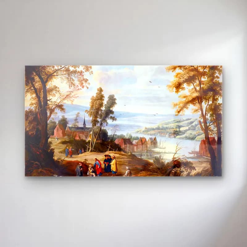 Joos de Momper – Christ Healing the Blind Man cam tablo — Joos de Momper – Christ Healing the Blind Man — yağlı boya dini sahne
