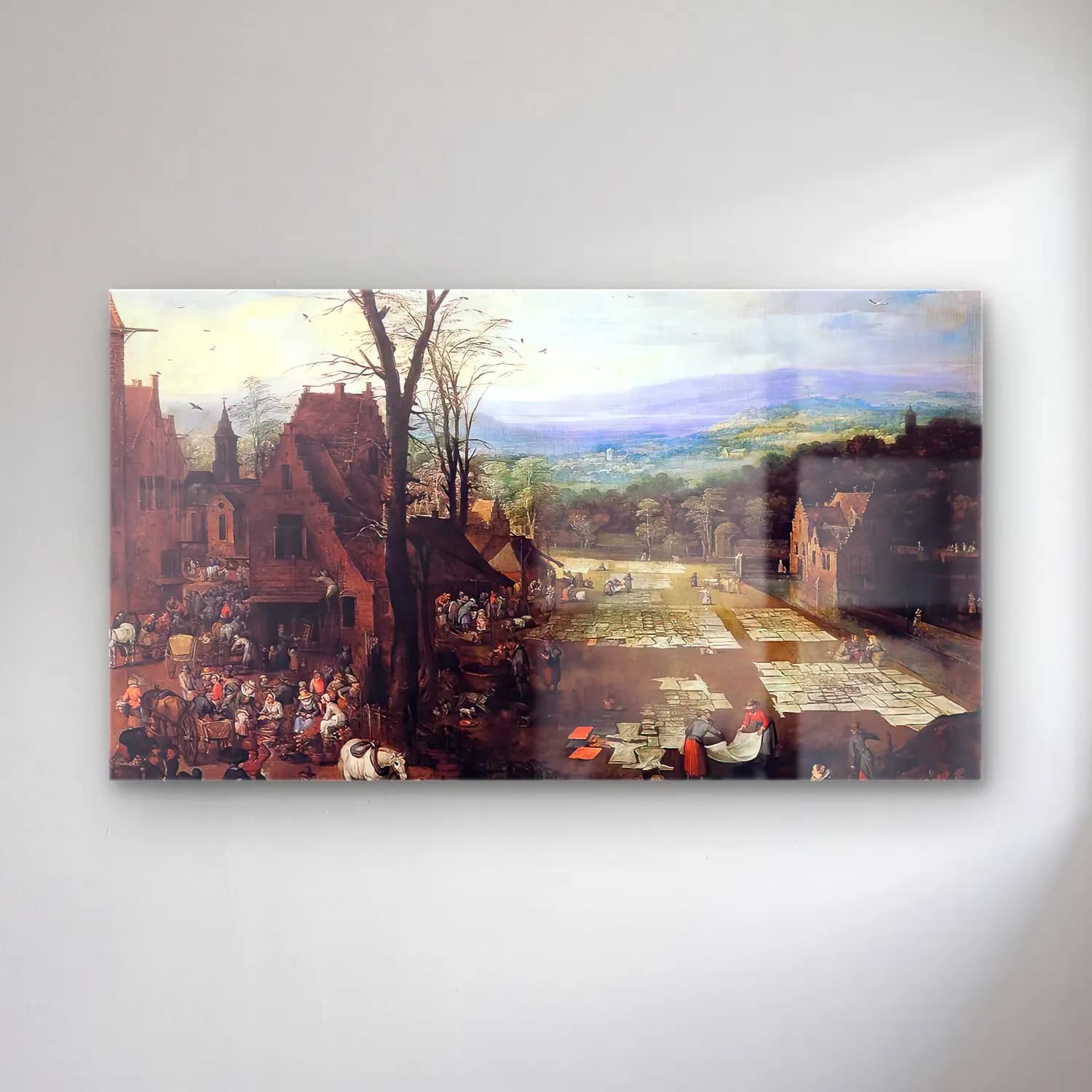 Joos de Momper – Flemish Market and Washing Place cam tablo — Joos de Momper – Flemish Market and Washing Place — suluboya çiçek pazarı