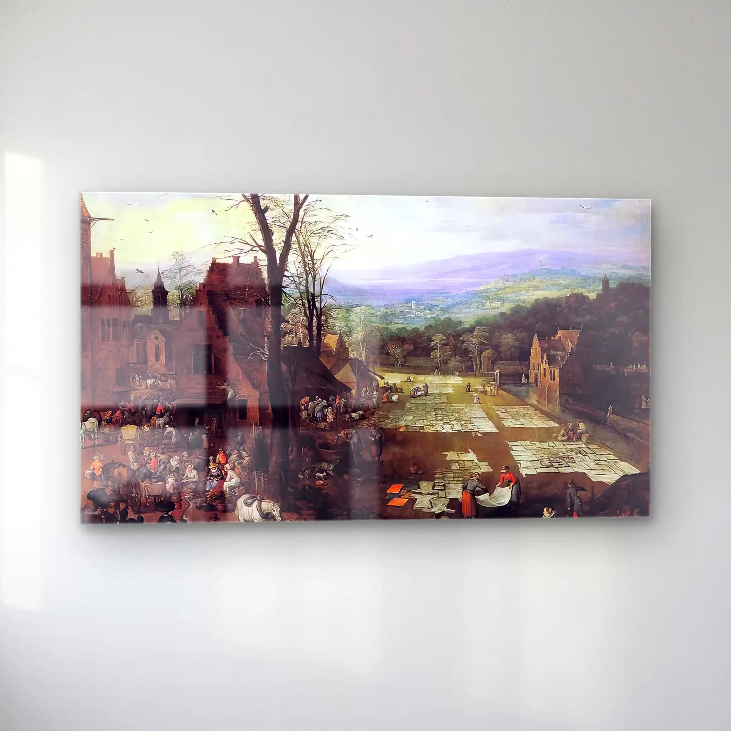 Joos de Momper – Flemish Market and Washing Place cam tablo — sol açıdan görünüm