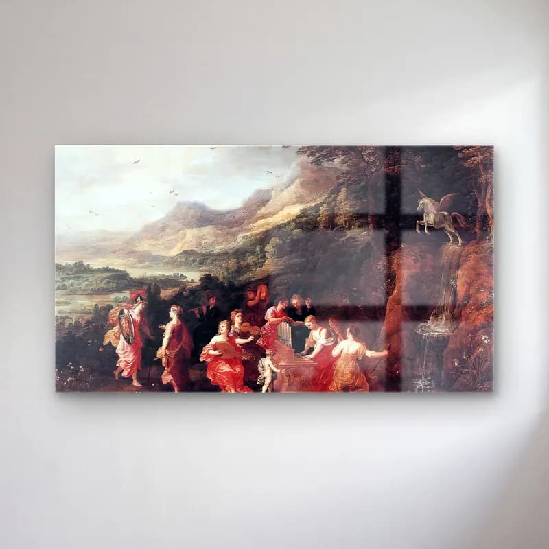 Joos de Momper – Helicon or Minerva s Visit to the Muses cam tablo — Joos de Momper – Helicon or Minerva s Visit to the Muses — yağlı boya dini sahne