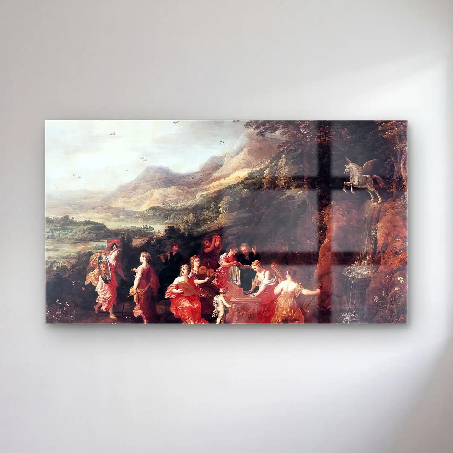 Joos de Momper – Helicon or Minerva s Visit to the Muses cam tablo — Joos de Momper – Helicon or Minerva s Visit to the Muses — yağlı boya dini sahne