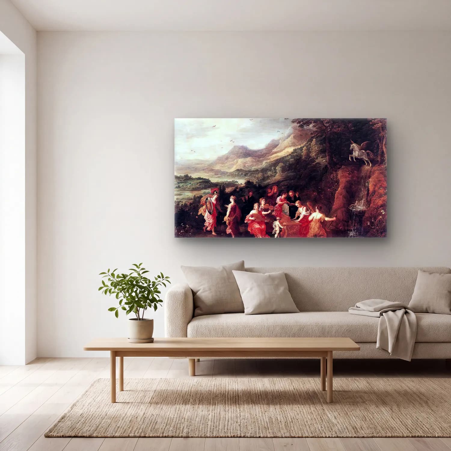 Joos de Momper – Helicon or Minerva s Visit to the Muses cam tablo — açık renk salonda