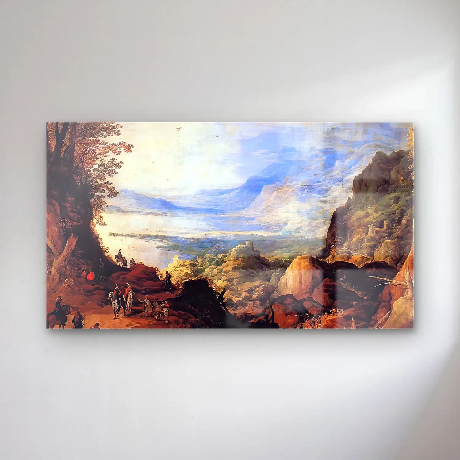 Joos de Momper – Landscape – Bej Tonlar cam tablo — Joos de Momper – Landscape – Bej Tonlar — yağlı boya dağ manzarası