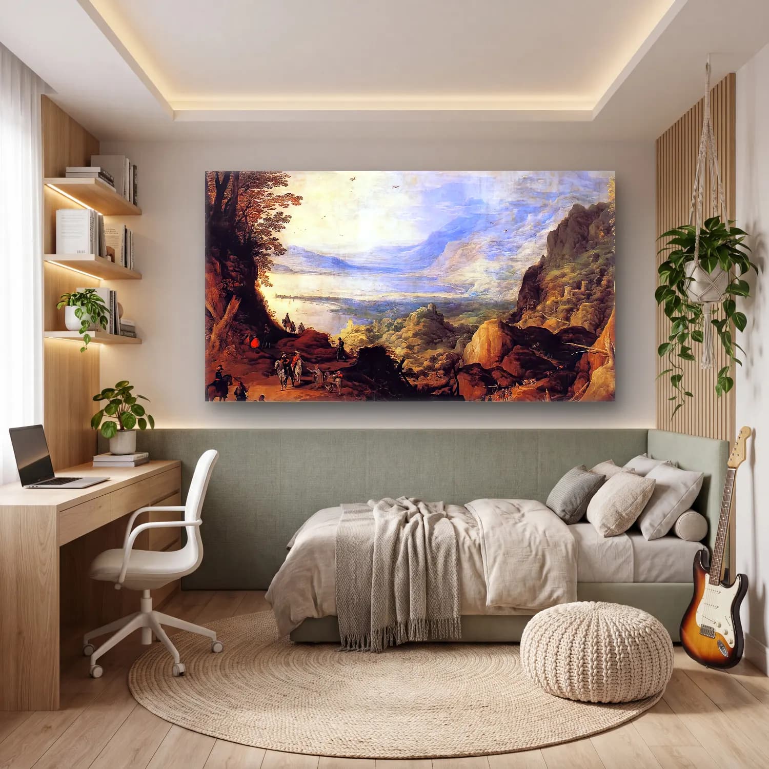 Joos de Momper – Landscape – Bej Tonlar cam tablo — genç odasında