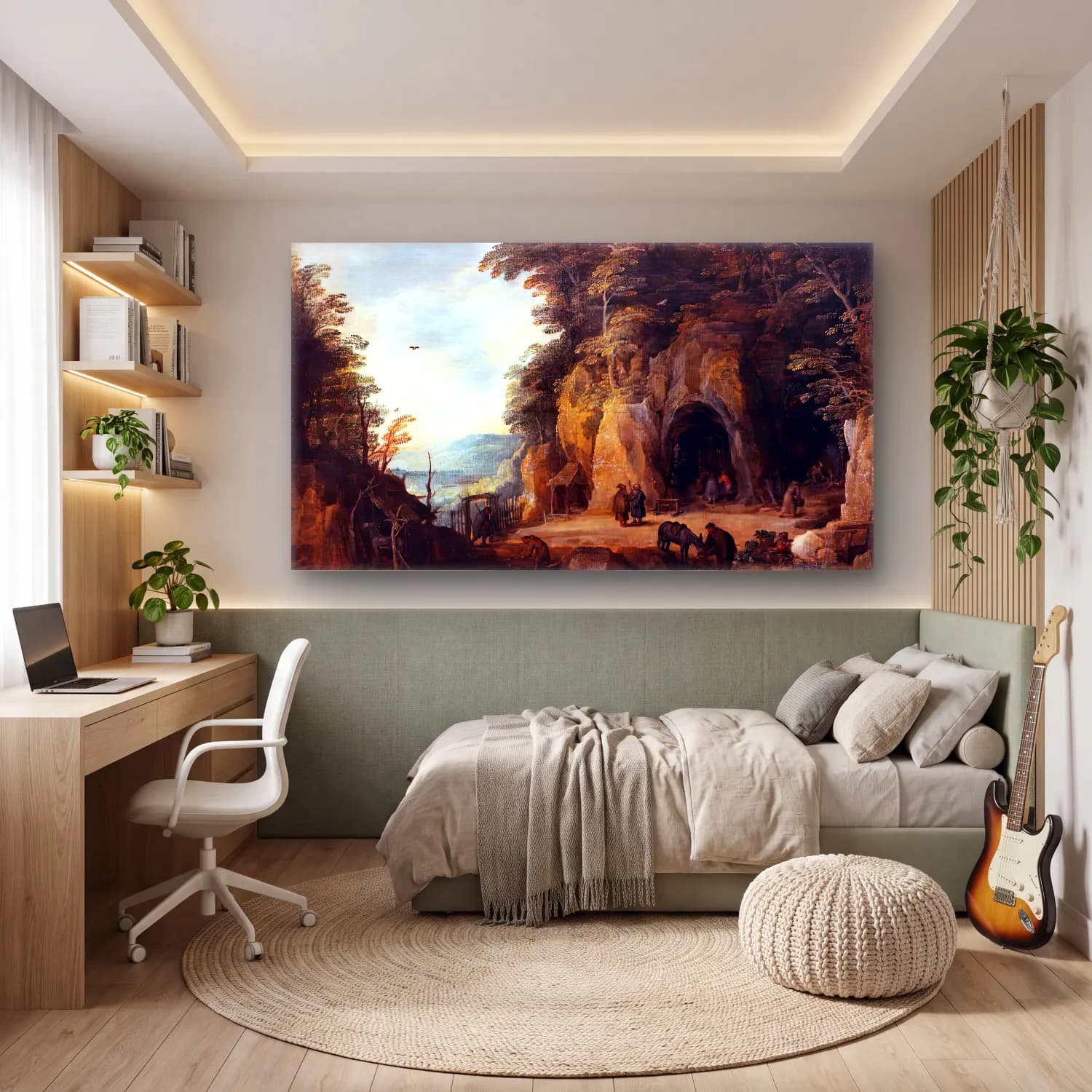 Joos de Momper – Monk s Hermitage in a Cave cam tablo — genç odasında