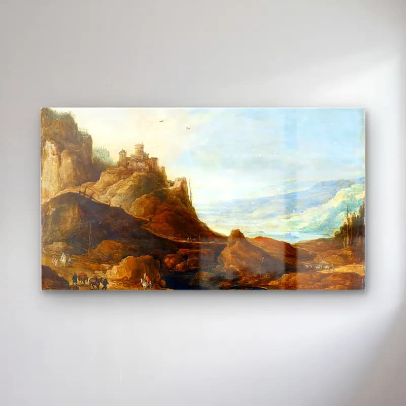 Joos de Momper – Mountain Landscape with Castle cam tablo — Joos de Momper – Mountain Landscape with Castle — yağlı boya şato