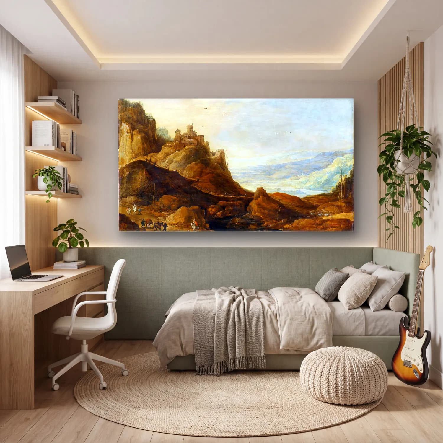 Joos de Momper – Mountain Landscape with Castle cam tablo — genç odasında