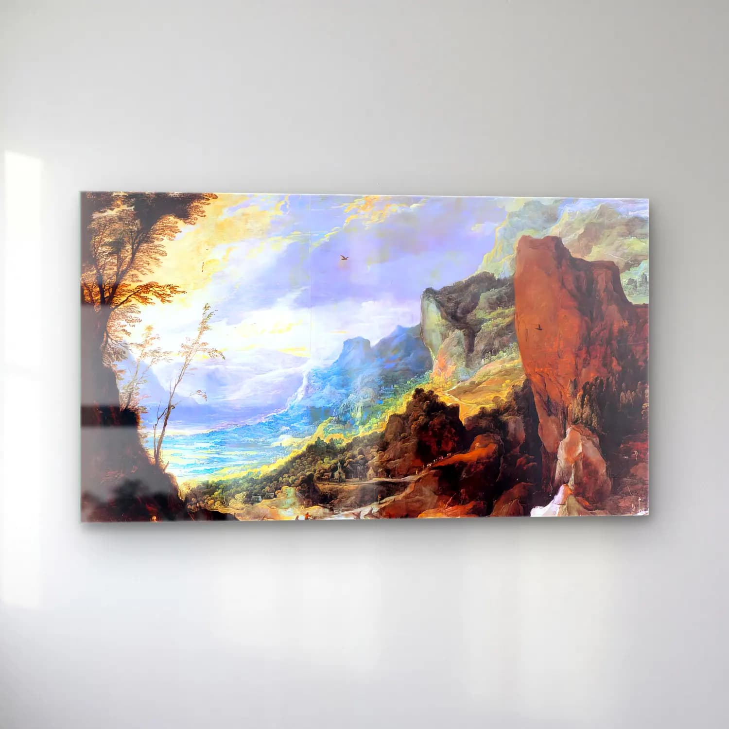 Joos de Momper – Mountain Landscape – Sarı Tonlar cam tablo — sol açıdan görünüm