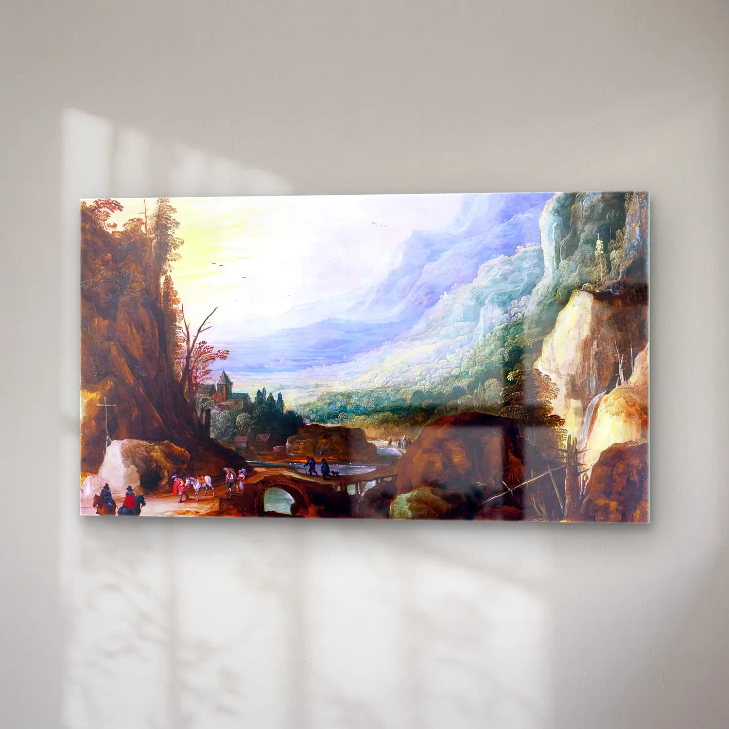 Joos de Momper – Mountainous Landscape with a Bridge across a River cam tablo — sağ açıdan görünüm