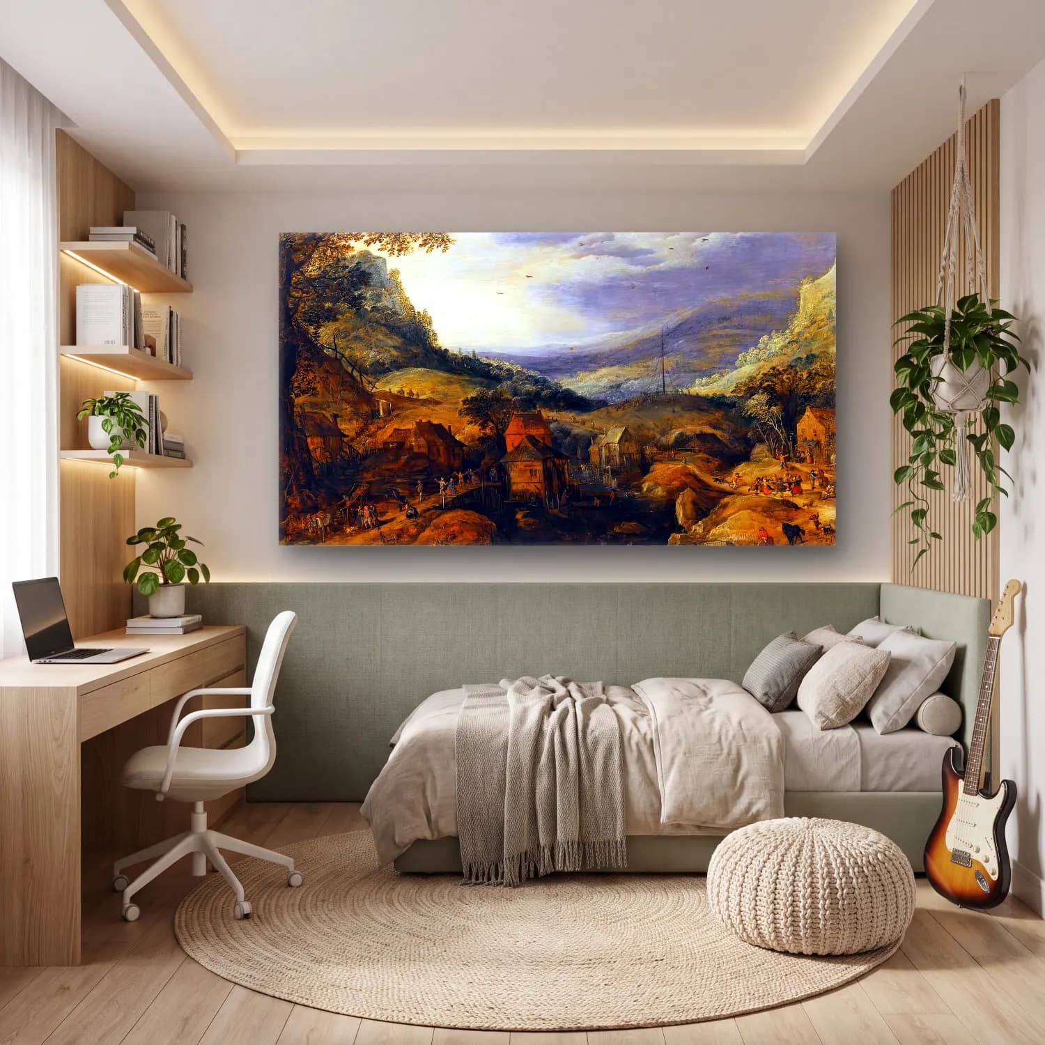 Joos de Momper – Mountainous Landscape – Mavi Tonlar cam tablo — genç odasında