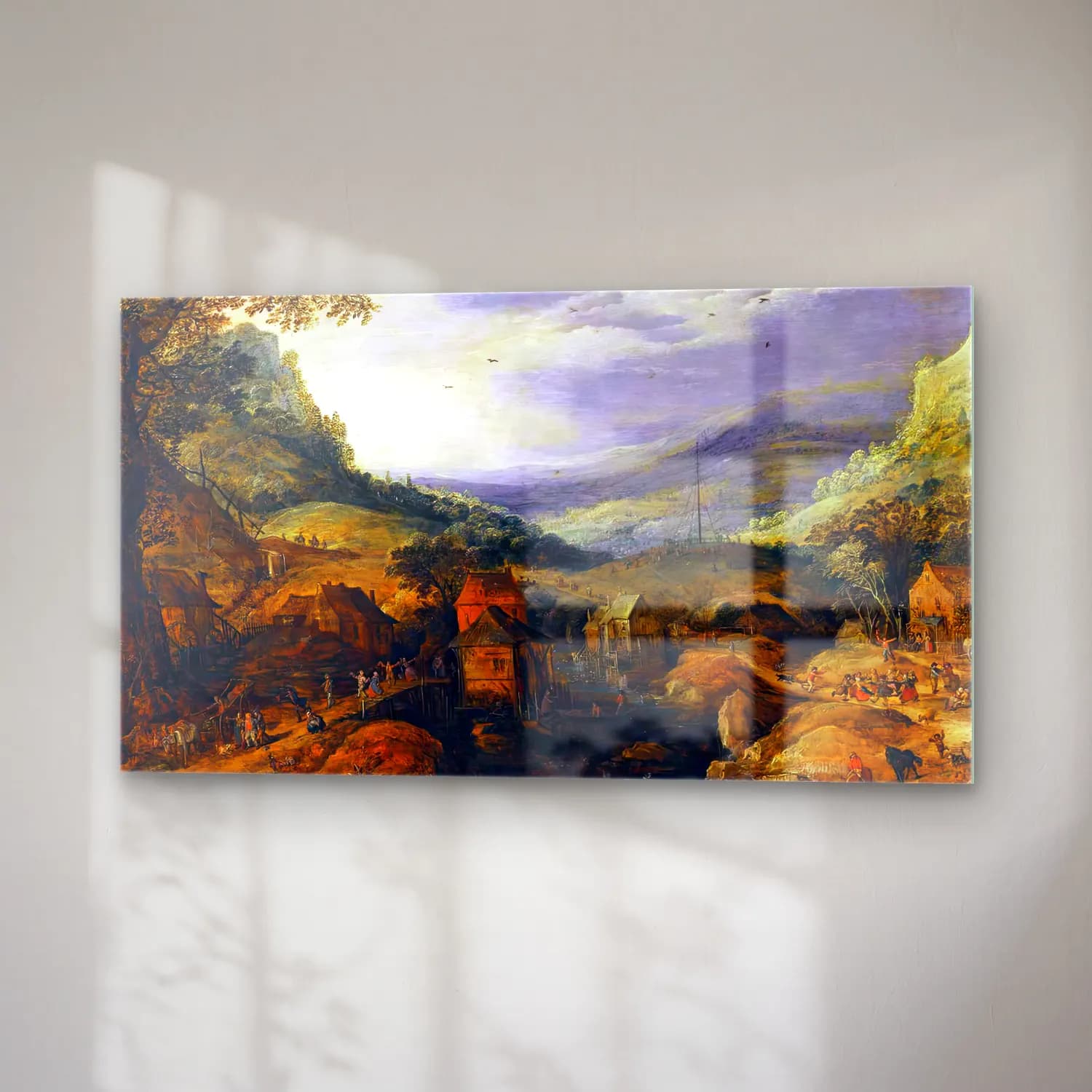 Joos de Momper – Mountainous Landscape – Mavi Tonlar cam tablo — sağ açıdan görünüm