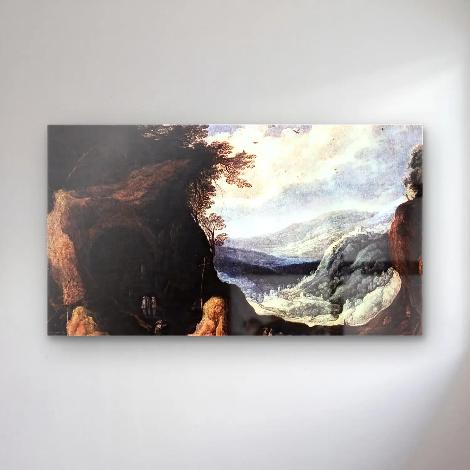 Joos de Momper – Rocky Landscape with Monks cam tablo — Joos de Momper – Rocky Landscape with Monks — vintage dağ manzarası