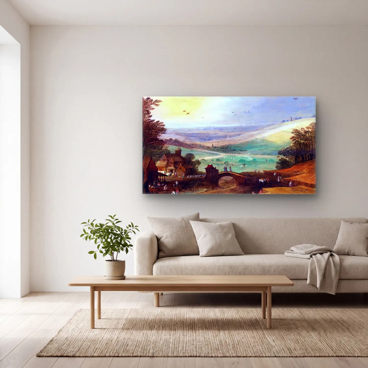 Joos de Momper – Summer Landscape cam tablo — açık renk salonda