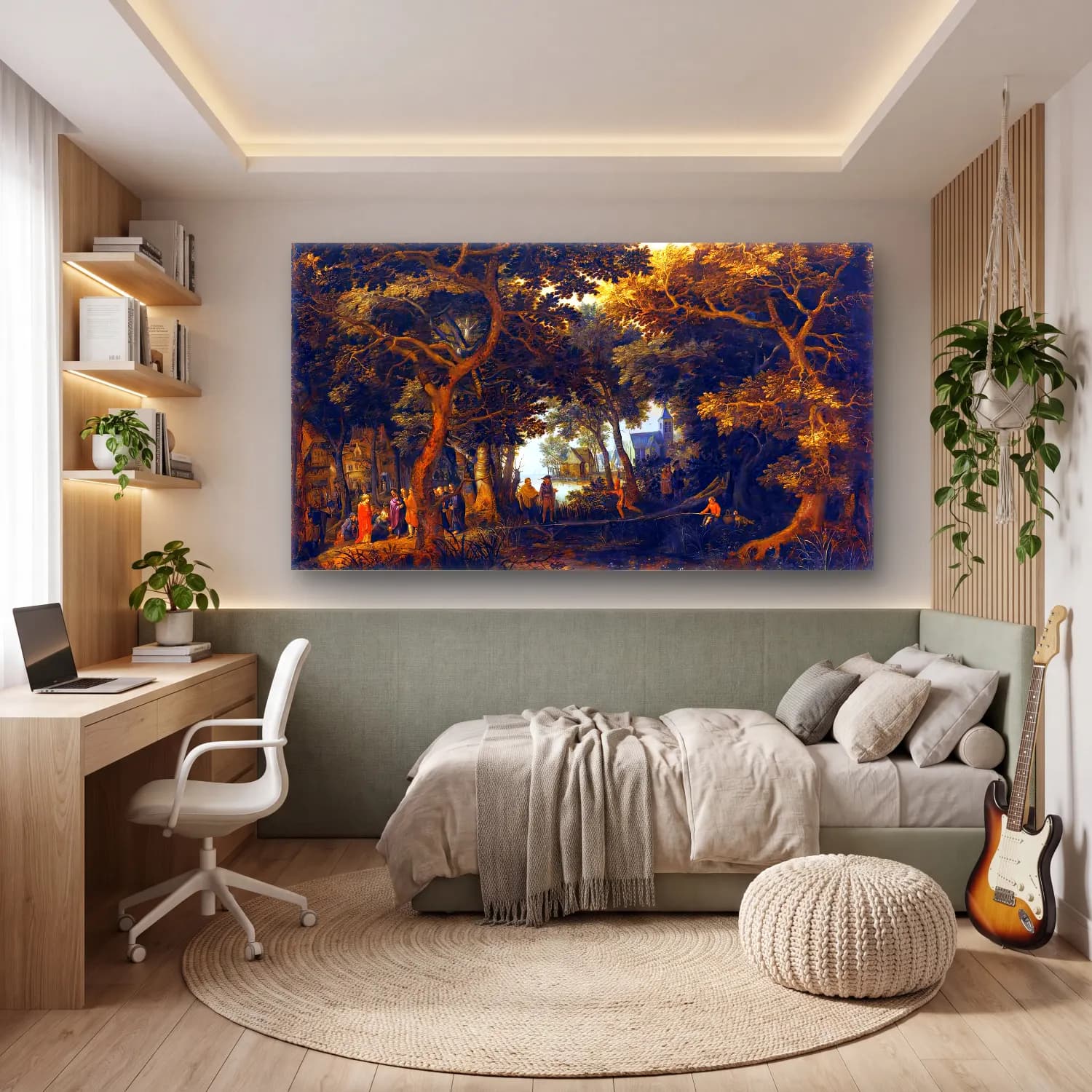 David Vinckboons – Forest Landscape with Two of Christ s Miracles cam tablo — genç odasında