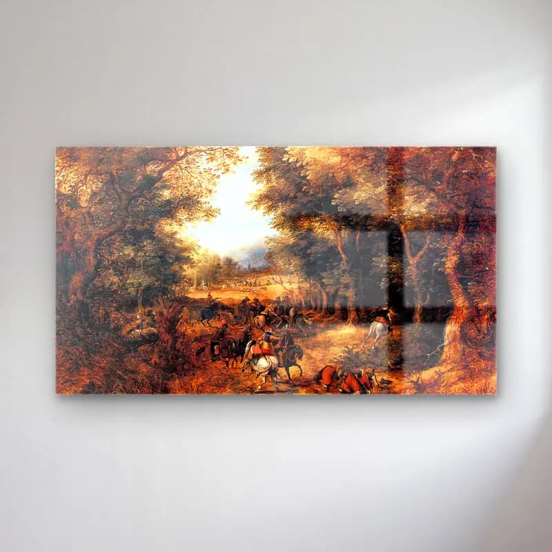 David Vinckboons – Forest Scene with Robbery cam tablo — David Vinckboons – Forest Scene with Robbery — yağlı boya savaş sahnesi