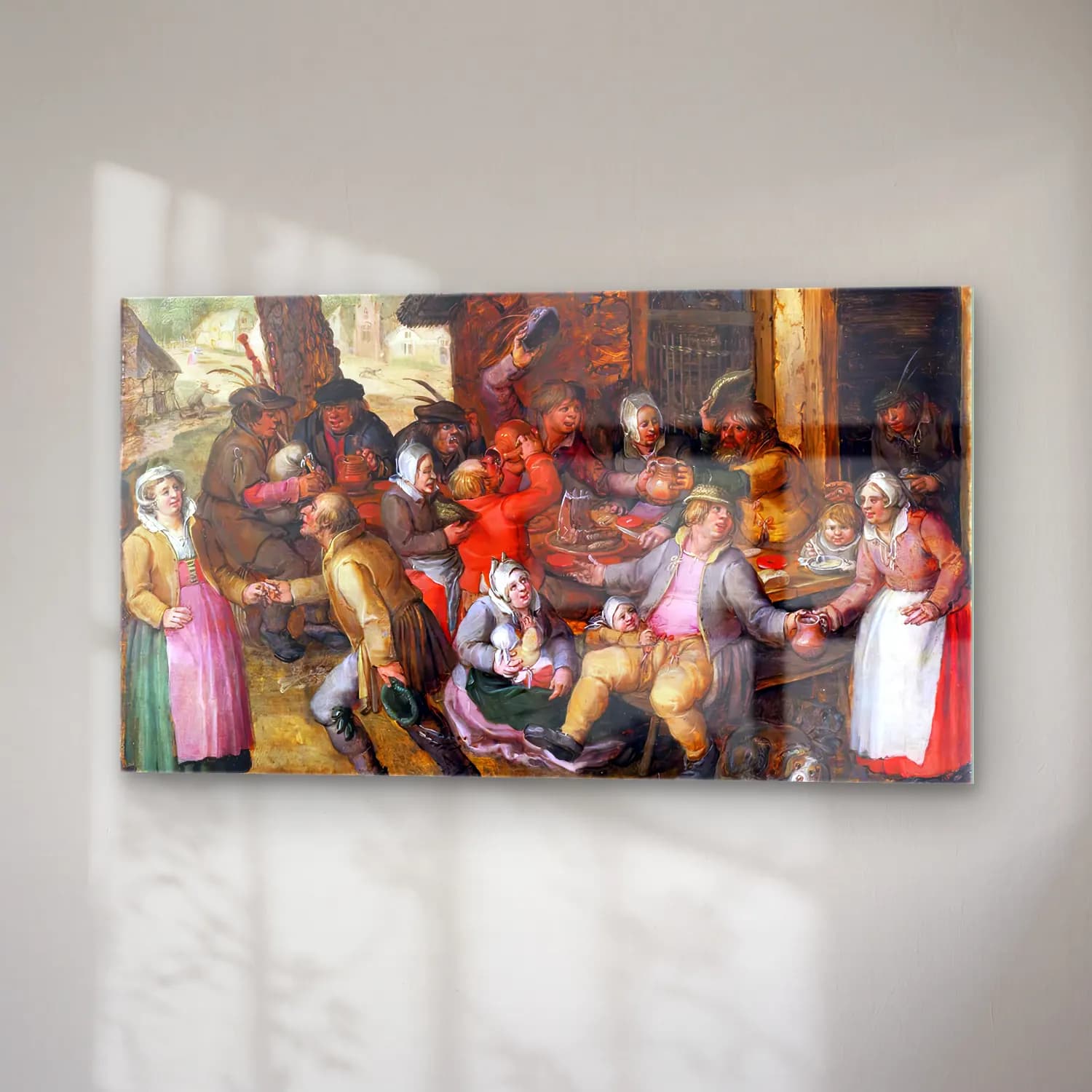 David Vinckboons – Peasant Feast – Kırmızı Tonlar cam tablo — sağ açıdan görünüm