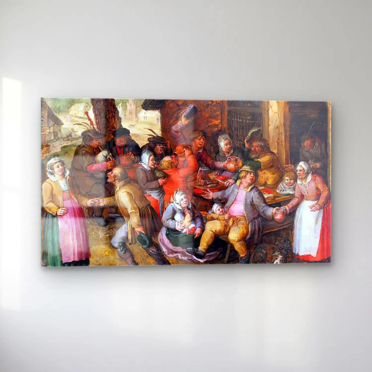 David Vinckboons – Peasant Feast – Kırmızı Tonlar cam tablo — sol açıdan görünüm
