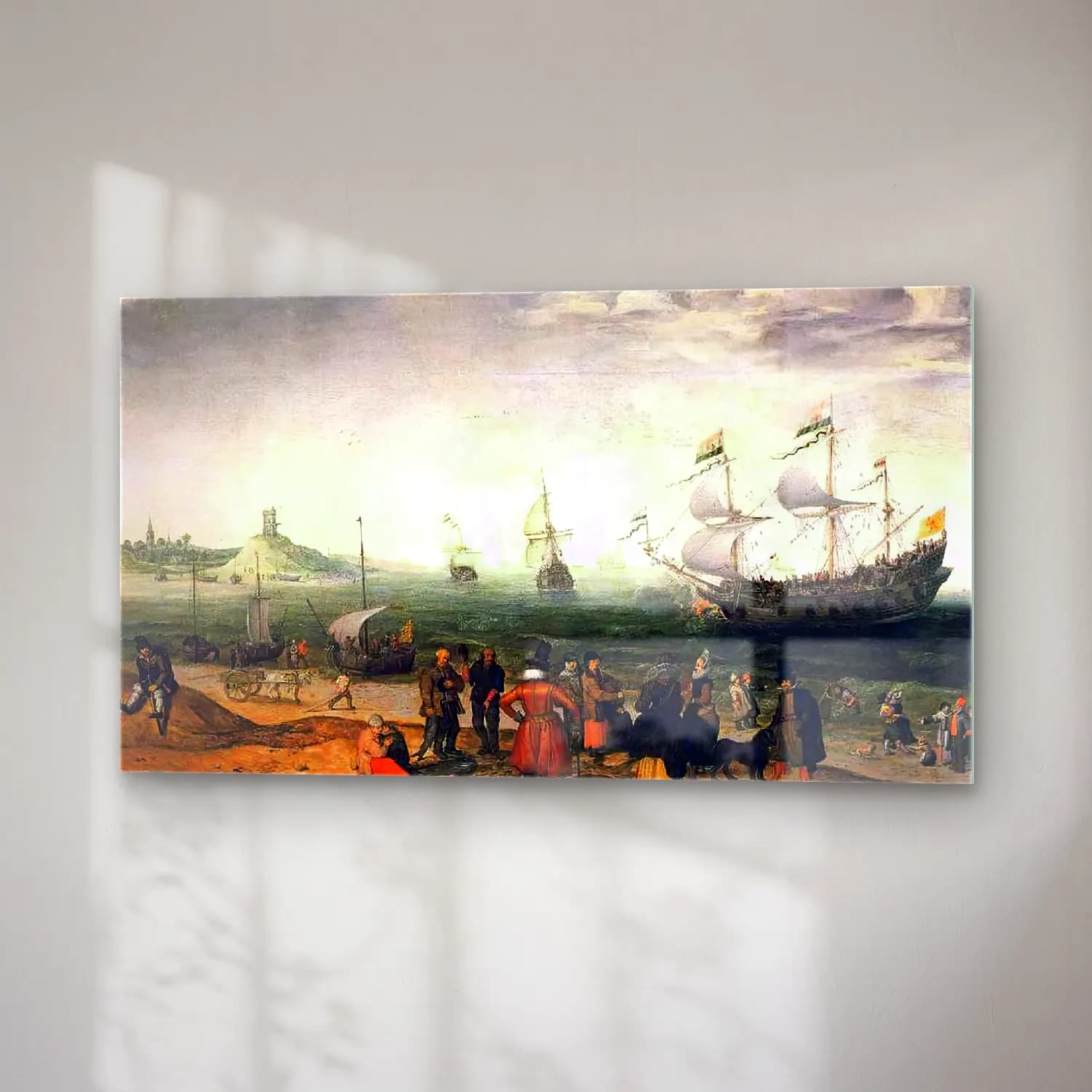Adam Willaerts – Coastal Landscape with Ships cam tablo — sağ açıdan görünüm
