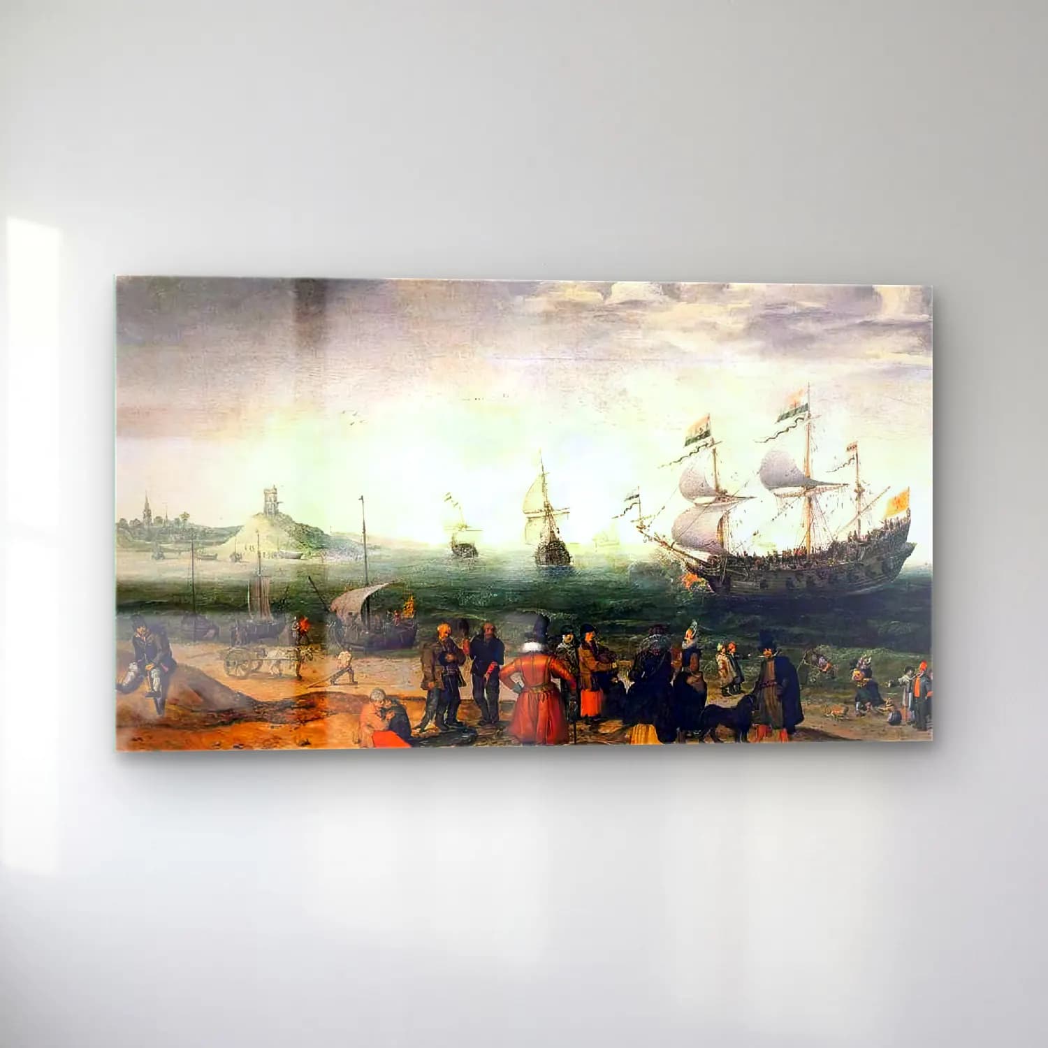 Adam Willaerts – Coastal Landscape with Ships cam tablo — sol açıdan görünüm